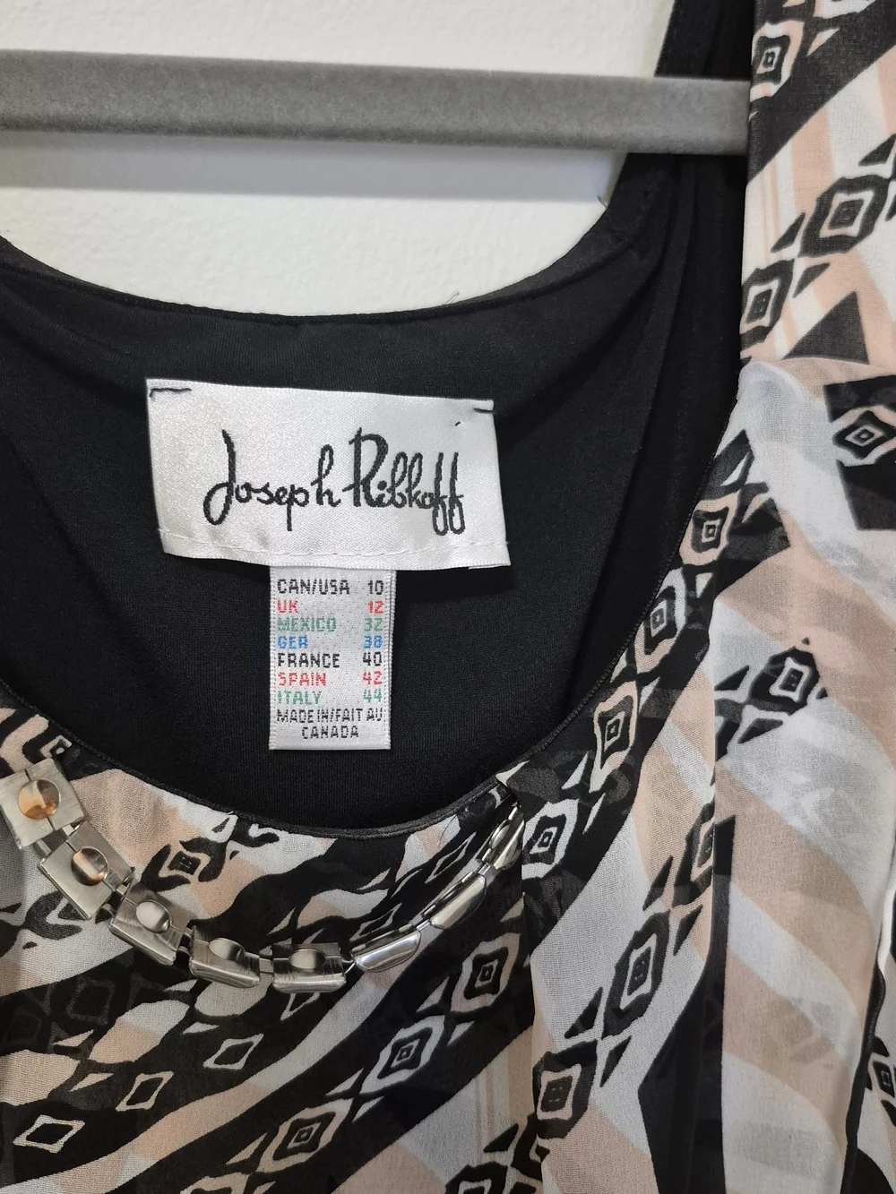 Joseph Ribkoff Sleeveless Abstract Print High Low Dress Size 10 - Picture 5 of 6